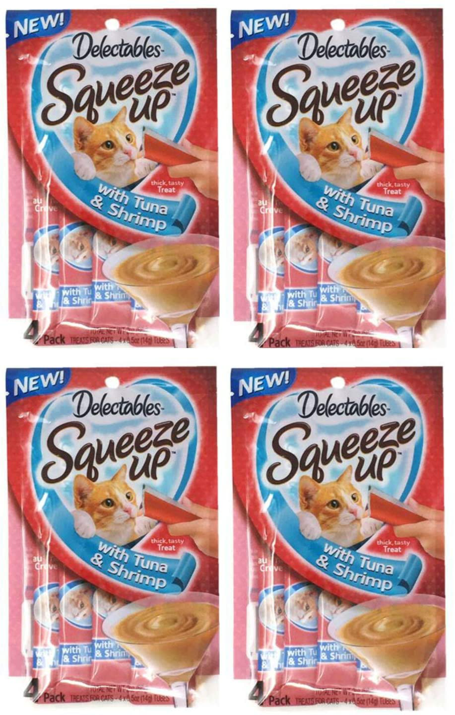 Delectables Squeeze up Hartz Cat Treats Bundle of 4 Flavor Pouches, 2.0 Oz Each Animals & Pet Supplies > Pet Supplies > Cat Supplies > Cat Treats Delectables Tuna & Shrimp  