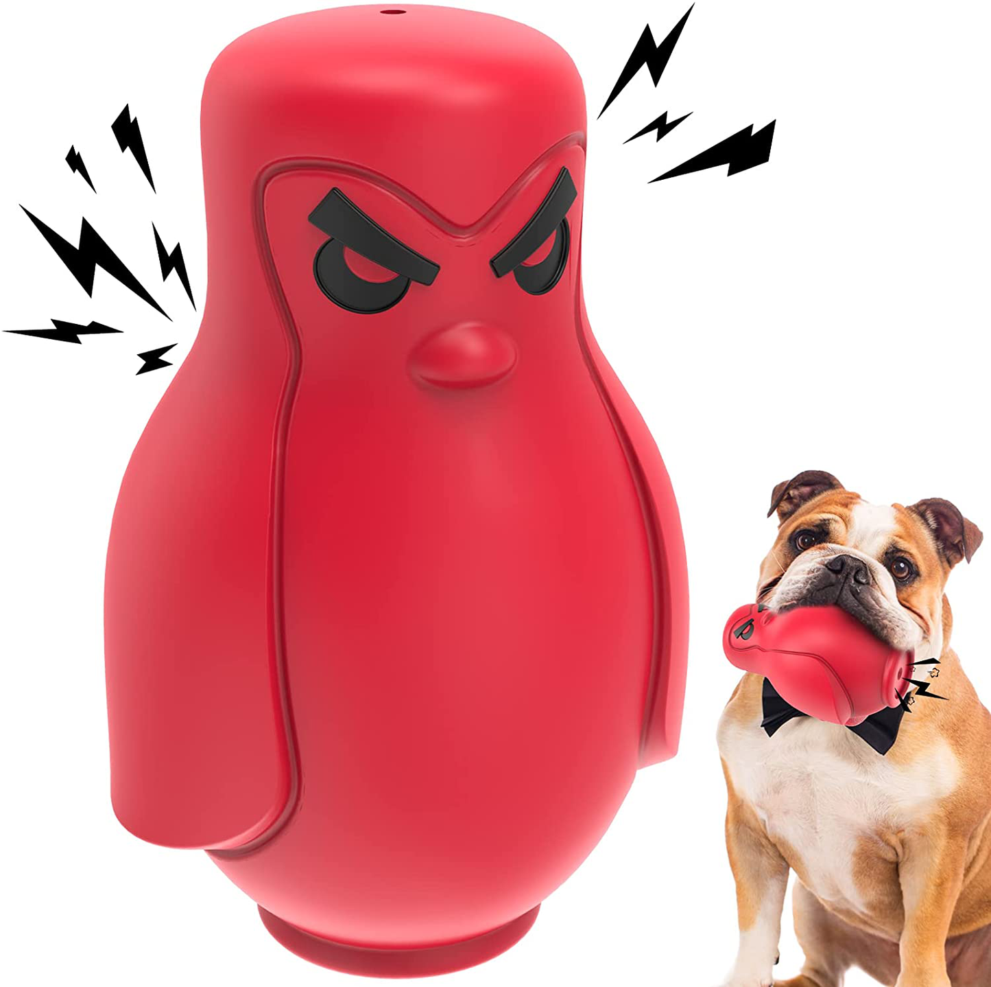 Dog Toys, Indestructible Tough Squeaky Dog Chew Toy for Aggressive Chewers Large Medium Breed Dogs 100% Natural Rubber Animals & Pet Supplies > Pet Supplies > Dog Supplies > Dog Toys Pamlulu Soft Angry Penguin Large&Medium 