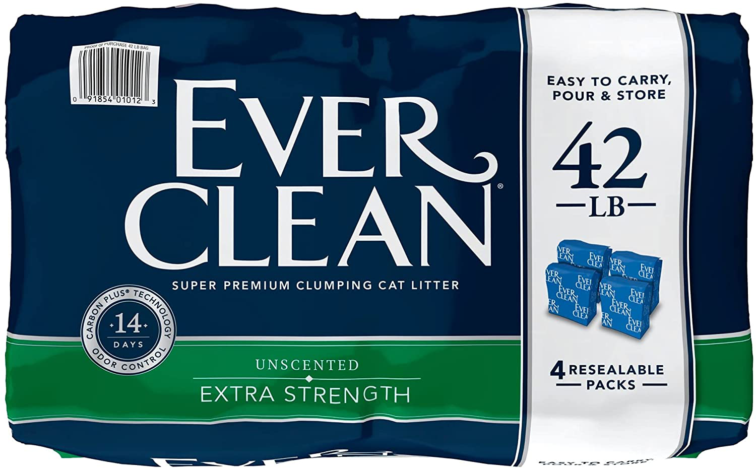 Ever Clean Extra Strength Clumping Unscented Cat Litter, 42 Lbs. Animals & Pet Supplies > Pet Supplies > Cat Supplies > Cat Litter Ever Clean   