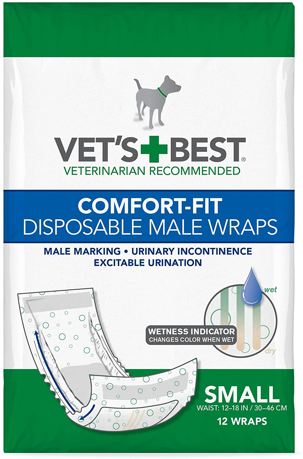 Vet'S Best Comfort Fit Disposable Male Dog Diapers | Absorbent Male Wraps with Leak Proof Fit