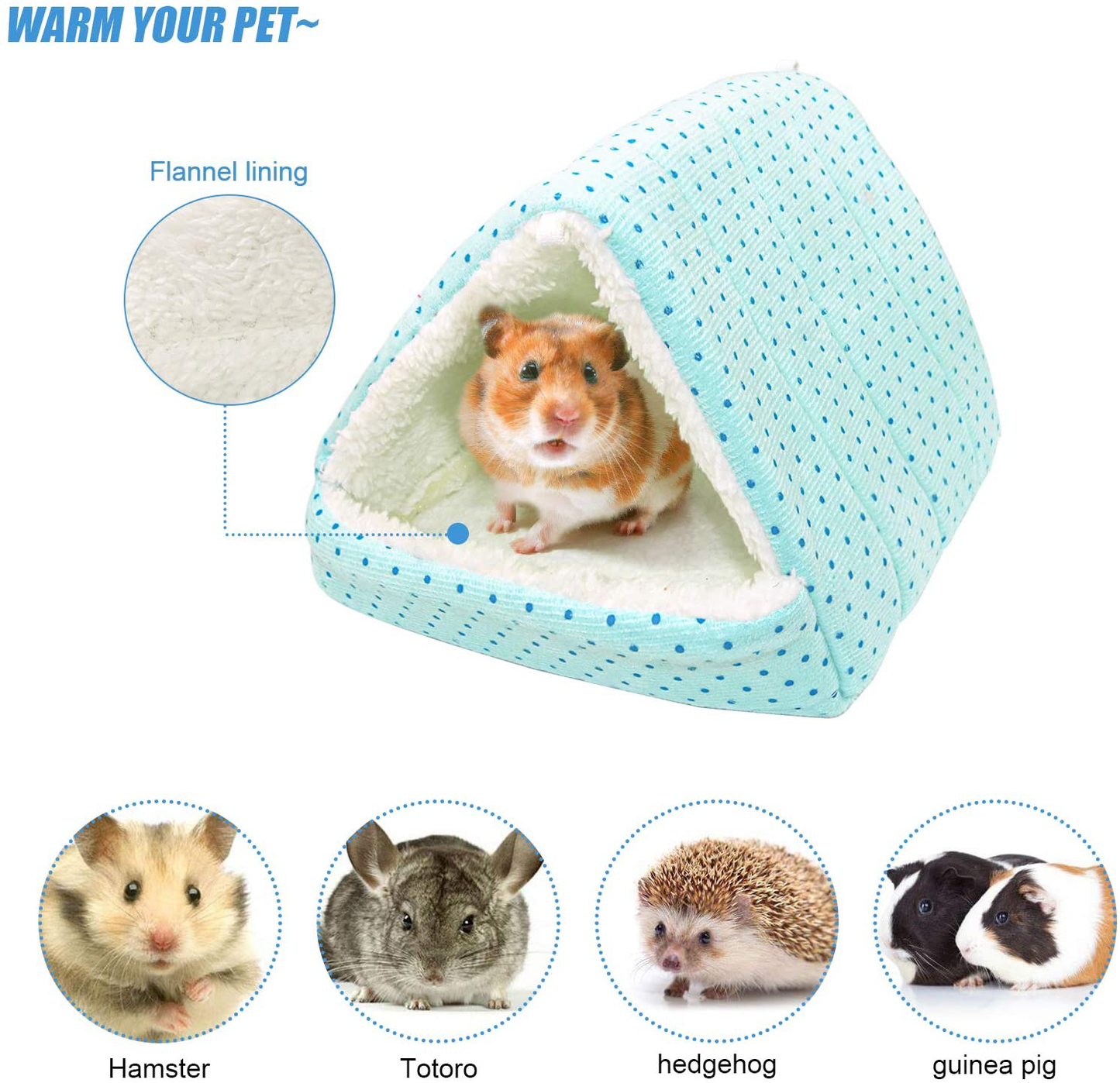 Roundler Hamster Polka Dot Soft Cave, Small Pet Thermal Pad Sleeping Bag House,Guinea Pig Cute Hanging House,Removable Cage Nest Room Accessories,Washable Blanket,Disposable Diapers Style-1 Animals & Pet Supplies > Pet Supplies > Small Animal Supplies > Small Animal Bedding Roundler   