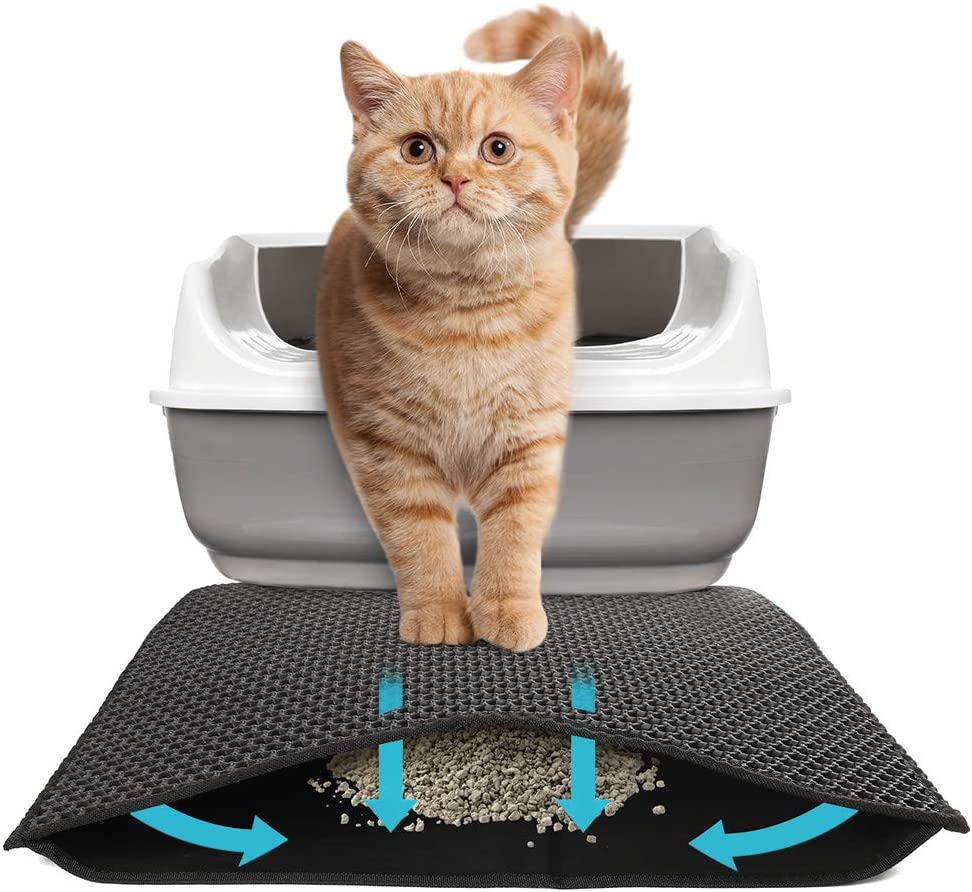 Primepets Cat Litter Mat, Kitty Litter Trapping Pad, Honeycomb Double-Layer Cat Mat for Litter Box, Easy Clean, Large Size, Black Litter Trapper Catcher Rug, Waterproof, Urine Proof Animals & Pet Supplies > Pet Supplies > Cat Supplies > Cat Litter Box Mats PrimePets 24x30 Inch (Pack of 1)  