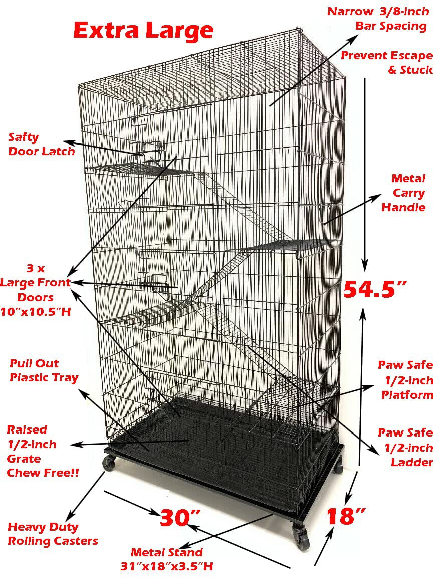 Extra Large 5 Levels Guinea Pig Hamster Rodent Degu Dagus Ferret Chinchilla Sugar Glider Squirrel Rat Mice Rabbit Cat Critter Cage Animals & Pet Supplies > Pet Supplies > Small Animal Supplies > Small Animal Habitats & Cages Mcage   