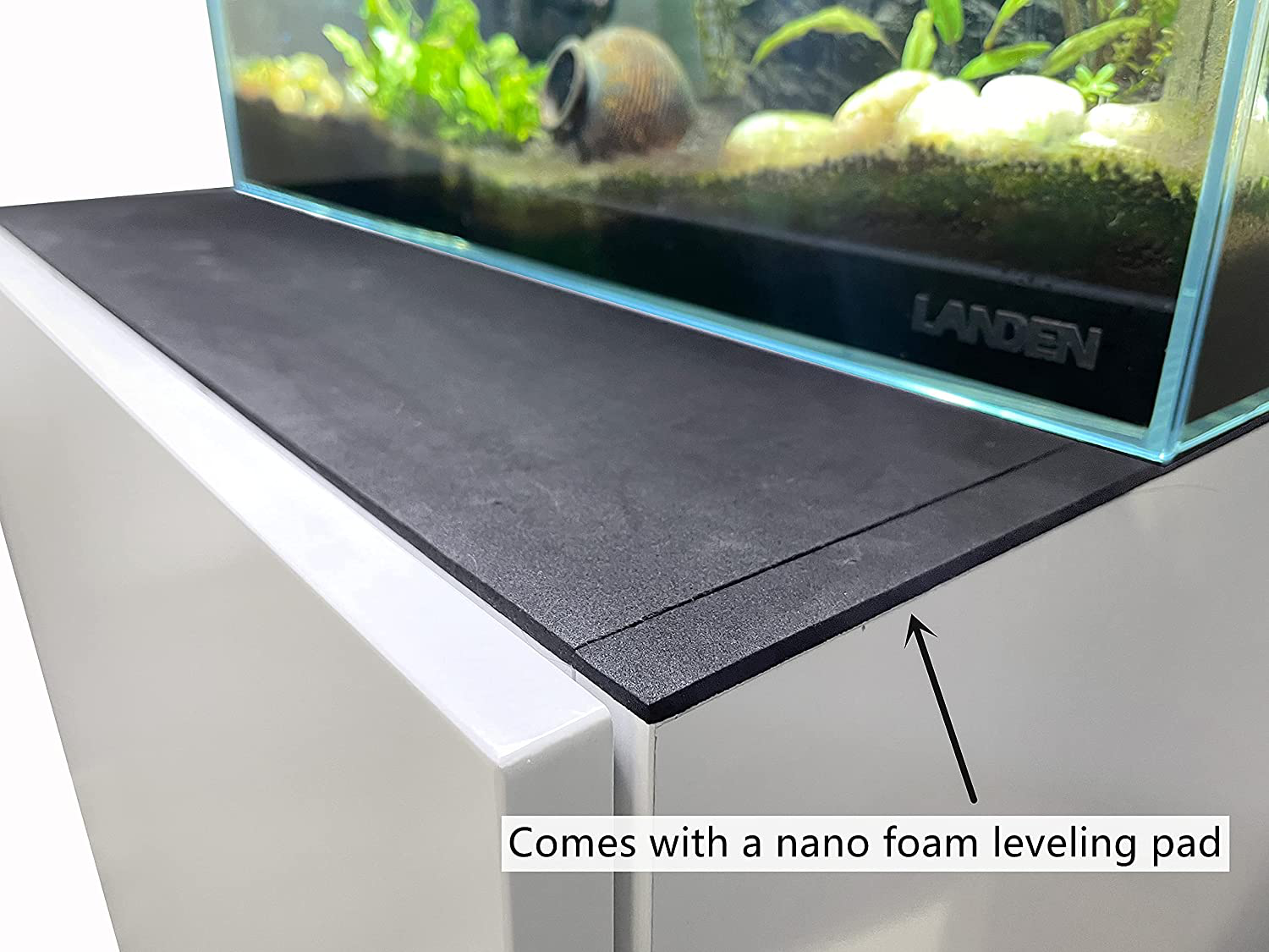 LANDEN Aquarium Stand and Cabinet, Random Color for Clearance for Fish Tank, Nano Foam Leveling Mat Included, Contemporary and Simple Design, Wooden Gloss White or Black Painted(Stand Only)