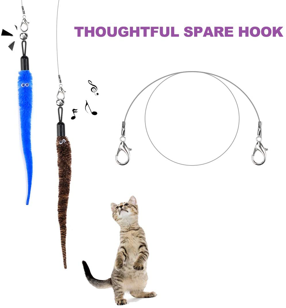 Retractable Cat Toy Wand, 11 Packs Interactive Cat Feather Toys, 7 Worms and 1 Fish Teaser Assorted Cat Teaser Refills with Bell, Include 1 Replacement Line, Fun Toy for Cat Exercise Animals & Pet Supplies > Pet Supplies > Cat Supplies > Cat Toys ZeyZoo   