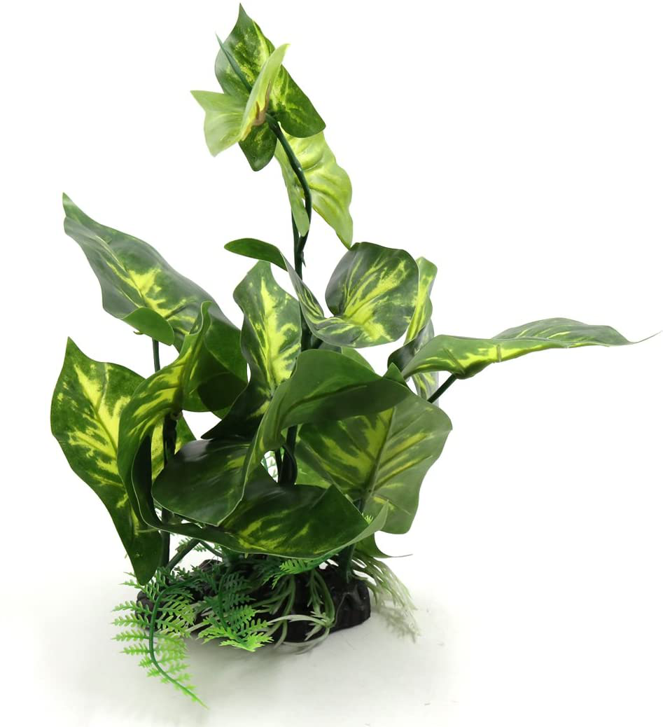 Uxcell Green Plastic Terrarium Tank Lifelike Plant Decorative Ornament for Reptiles Amphibians