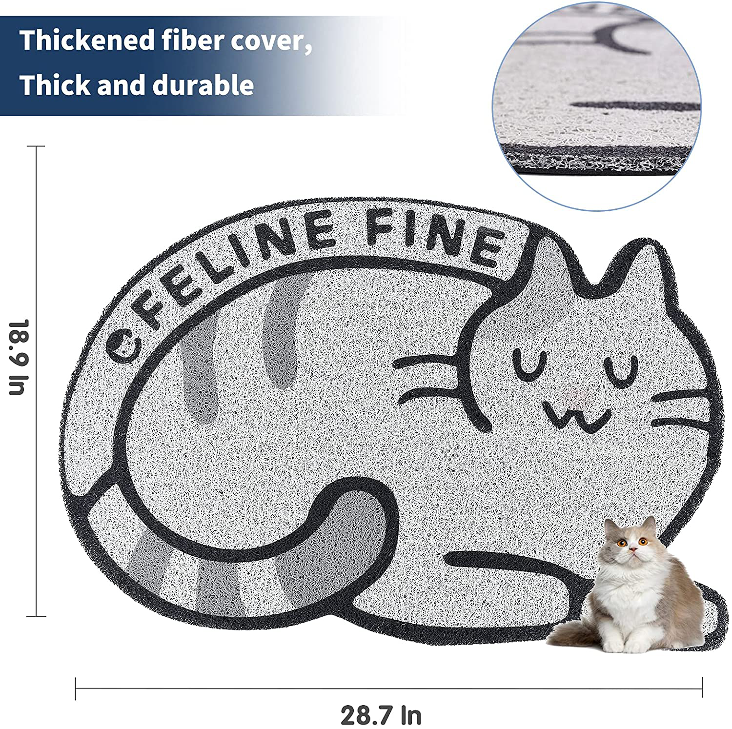 NEWSHONE Cat Litter Mat Trapping Mat,28X18Inch Waterproof Urine Proof Non-Slip Cat Litter Pad,Super Cute Easy to Clean Durable for Cats and Dogs