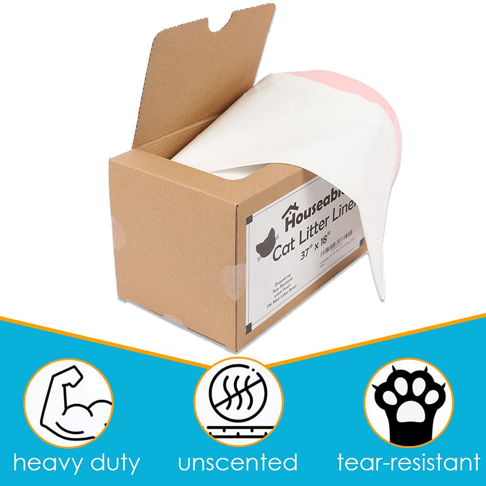 Houseables Cat Litter Box Liners, Cats Pan Bags, 30 Pk, 37”X 18”, Unscented, Jumbo Size W/ Drawstrings, Holder, Kitty Waste Supplies, Extra Thick, Disposable, Easy Cleanup, Eco Friendly, Leak Proof Animals & Pet Supplies > Pet Supplies > Cat Supplies > Cat Litter Box Liners Houseables   