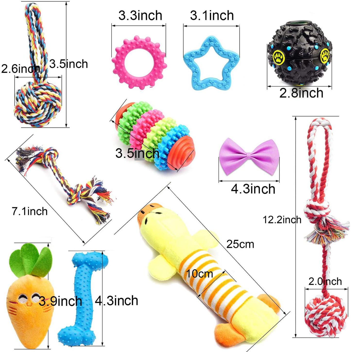 SZKOKUHO 10-20 Pack Puppy Dog Chew Toys Set—Plush Toys,Dog Ropes,Squeaky Toys,Puppy Chew Toys,Dog Ball Toys,Dog Bone Toy,Dog Flying Discs,Dog Bow Tie,For Small to Some Medium Dogs Animals & Pet Supplies > Pet Supplies > Dog Supplies > Dog Toys SZKOKUHO   