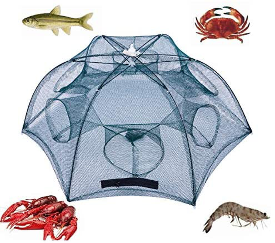 Crawfish Trap，Crab Fish Trap,Umbrella Foldable Magic Fishing Bait Trap for Catching Small Bait Fish Eels Crab Lobster Minnows Shrimp with 18 Feets Nylon Rope 2 Pack Animals & Pet Supplies > Pet Supplies > Fish Supplies > Aquarium Fish Nets PuDong   