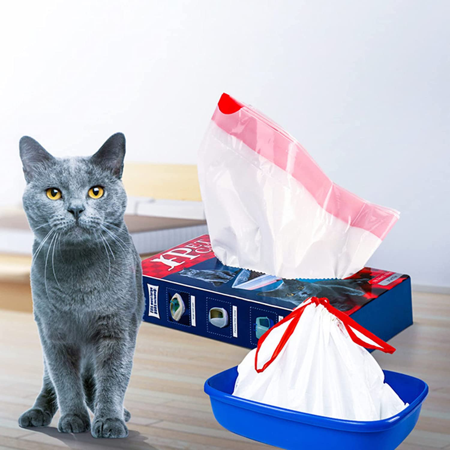 KGJQ Trash Bags 10Pcs Disposable Cat Kitten Litter Box Liner Bag Drawstring Pouch Pet Supplies Fresh Clean Garbage Bag for Home Outdoor - L Animals & Pet Supplies > Pet Supplies > Cat Supplies > Cat Litter Box Liners KGJQ   