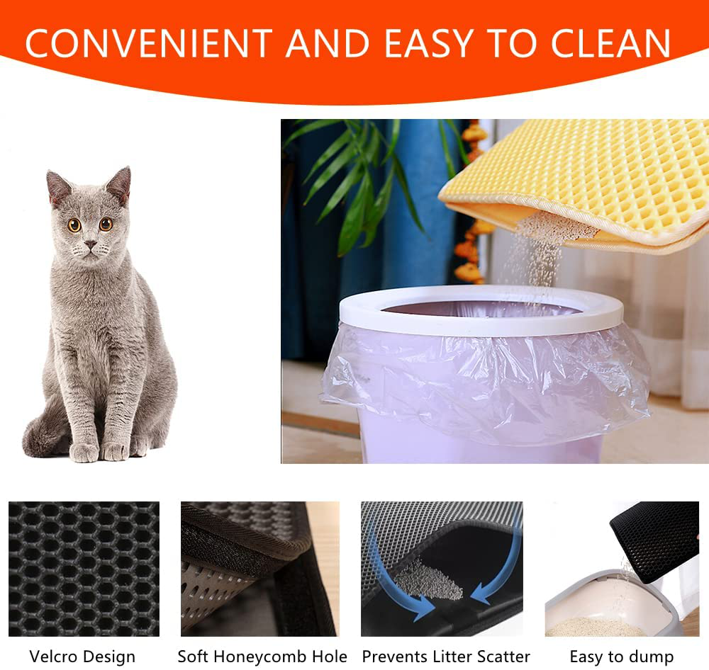 Mat Litter Cat, Cat Litter Mats Quality Cat Litter Trap Mat Waterproof Urine Proof Kitty Litter Mat Easy Clean Scatter Control Traps Litter from Box Helps to Waste Less Litter on Floors Non-Slip Backing (24.4Inx18.1In, Grey) Animals & Pet Supplies > Pet Supplies > Cat Supplies > Cat Litter Box Mats NewL   