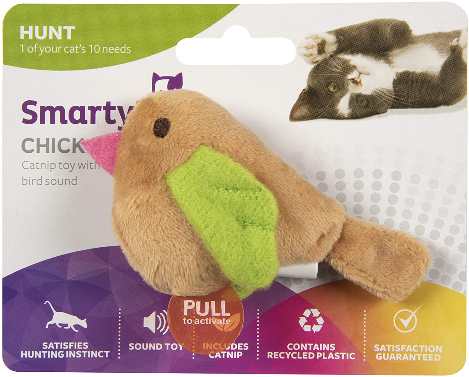 Smartykat Chickadee Chirp, Electronic Sound Cat Toy, Soft Plush Interactive Chirping Bird, Filled with Catnip & Stuffing, Battery Powered Animals & Pet Supplies > Pet Supplies > Cat Supplies > Cat Toys SmartyKat   