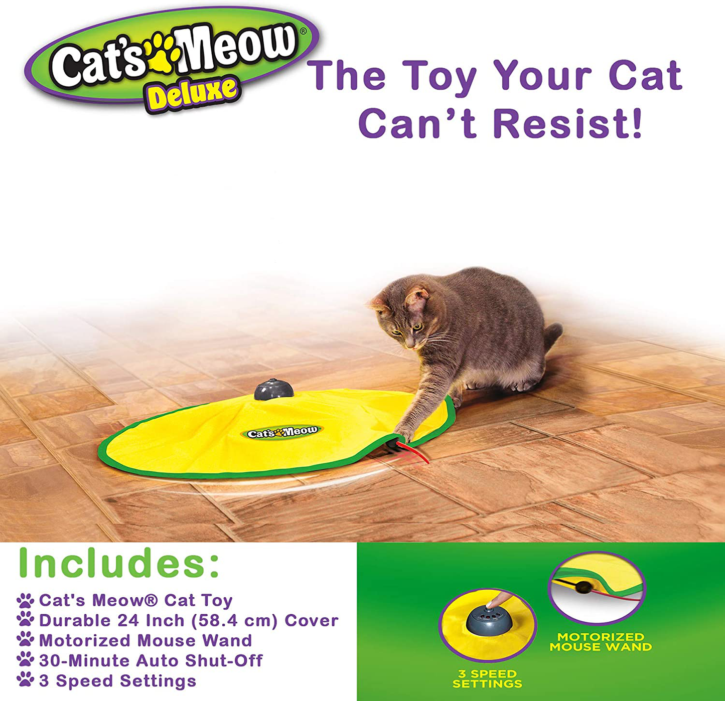 Cat'S Meow- Motorized Wand Cat Toy, Automatic 30 Minute Shut Off, 3 Speed Settings, the Toy Your Cat Can'T Resist Animals & Pet Supplies > Pet Supplies > Cat Supplies > Cat Toys Cat's Meow   