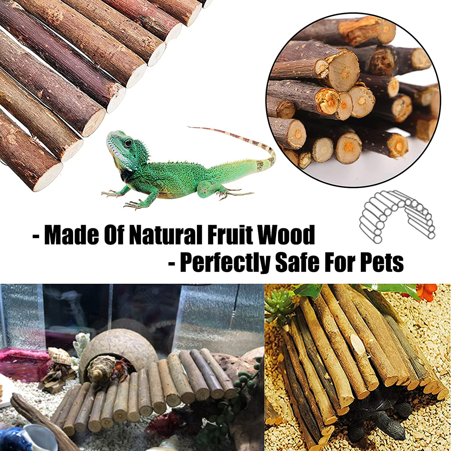 PINVNBY Reptile Soft Bendable Wooden Ladder Bridge Hideout Bearded Dragon Artificial Plastic Vines Plant with Suction Cup Cave Reptile Habitat Accessory for Lizard Bearded Dragon Gecko Chameleon Snake Animals & Pet Supplies > Pet Supplies > Small Animal Supplies > Small Animal Habitat Accessories PINVNBY   