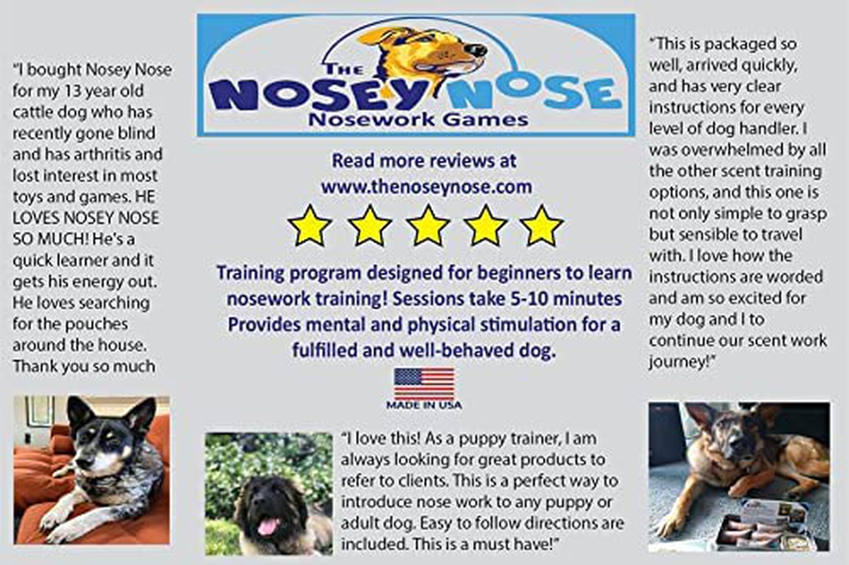 The Nosey Nose: Nosework Training Program, Games, Supplies for Dogs, Anise Scent Animals & Pet Supplies > Pet Supplies > Dog Supplies > Dog Treadmills The Nosey Nose   