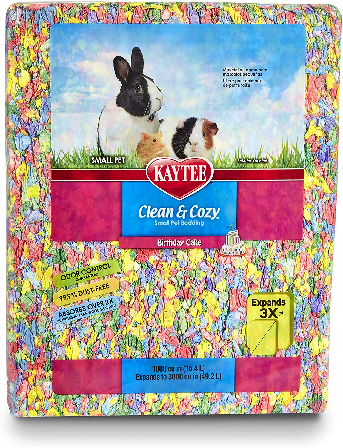 Kaytee Clean & Cozy Birthday Cake Bedding, 3000 Cubic Inch