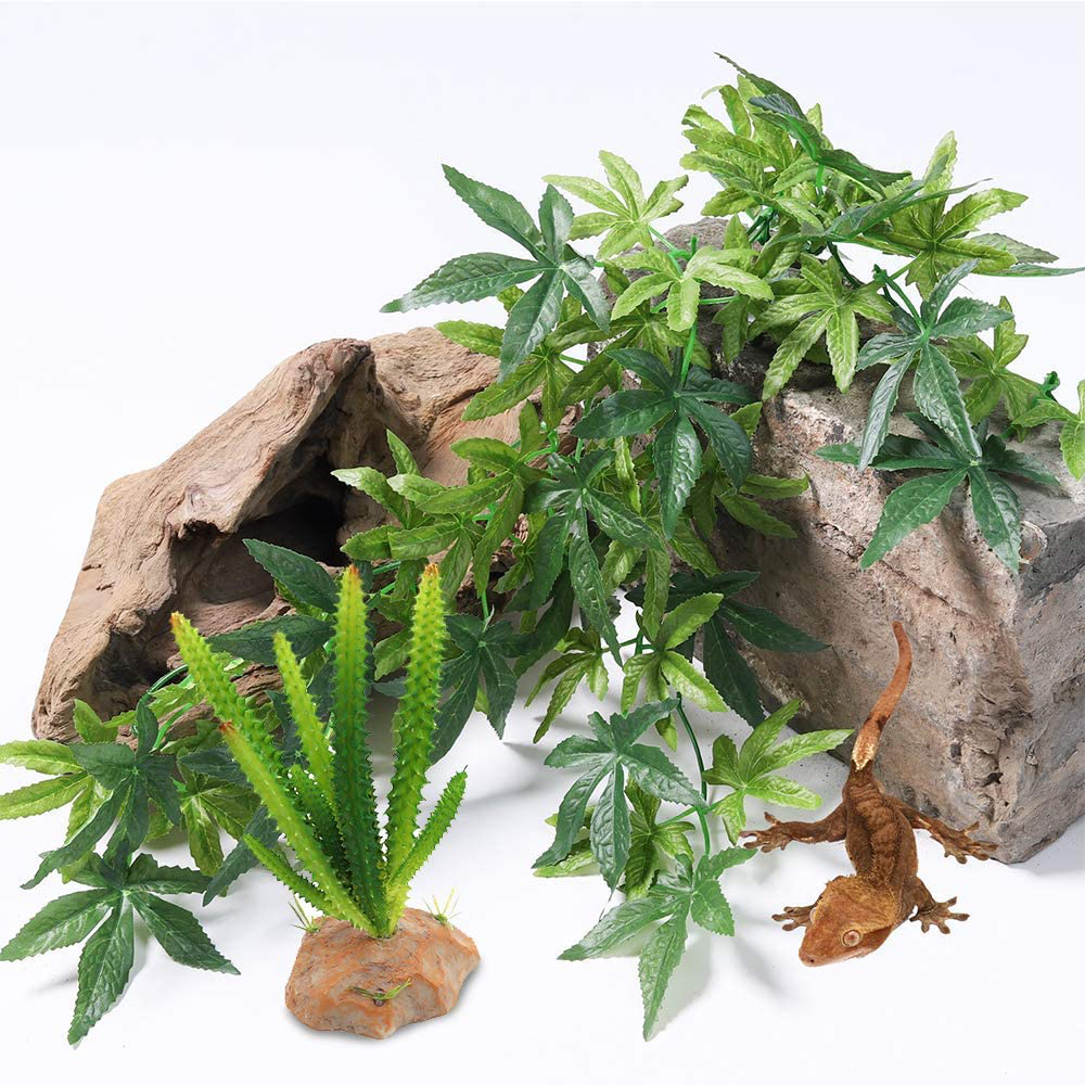 SLSON Reptile Plants Terrarium Decor Cactus Plastic Plant Ornament for Lizard Gecko Bearded Dragon Habitat Decoration