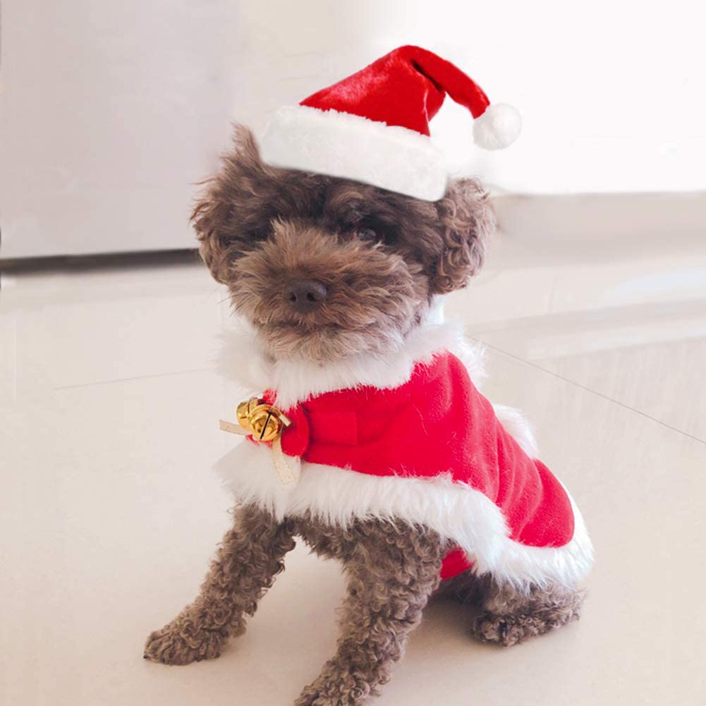 Enjoying Small Pet Costume Cat Dog Christmas Outfit, Xmas Antler Headband with Scarf, Santa Suits, Cat Sailor Costume, Christmas Tie Set
