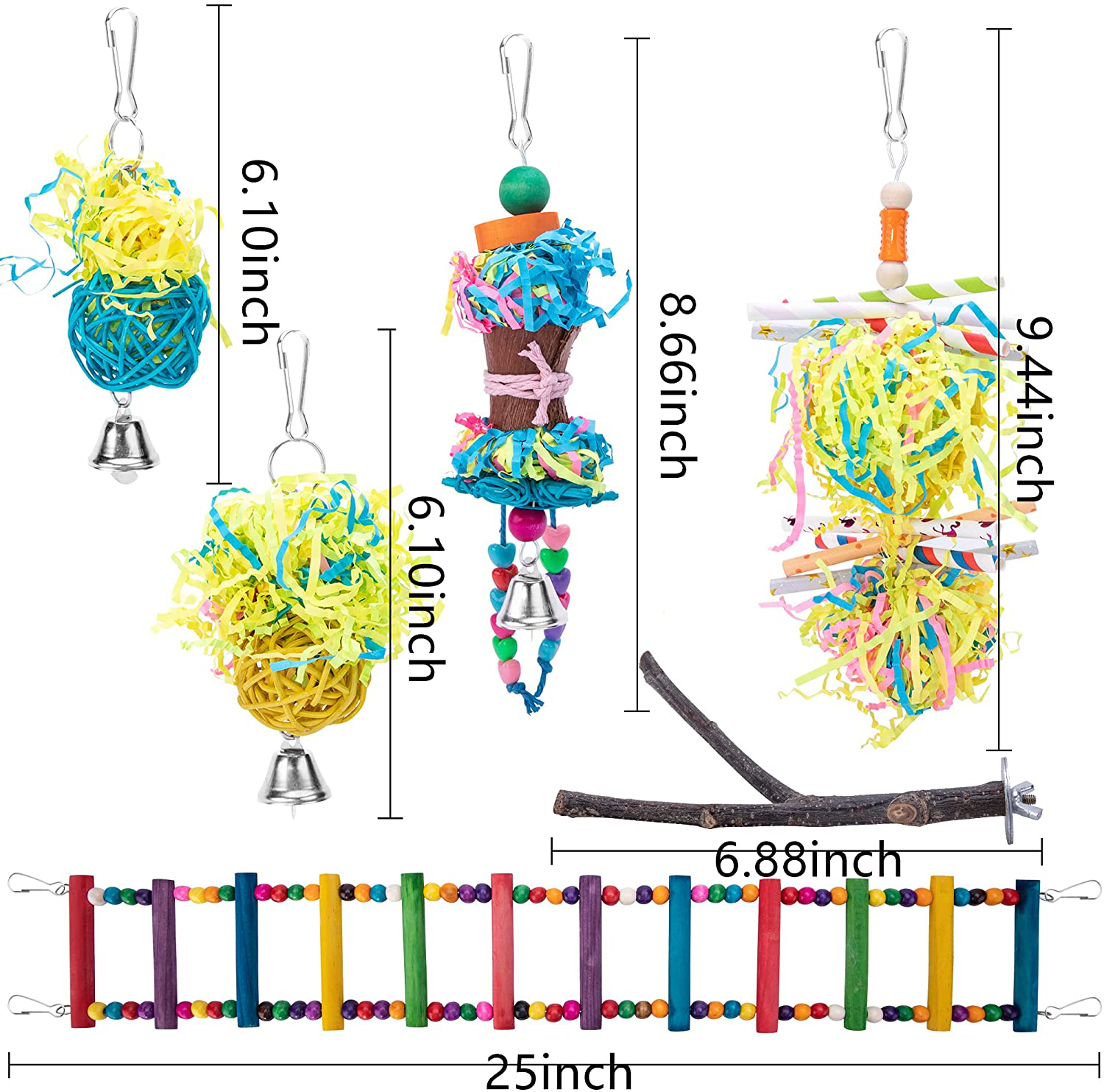 Deloky 6PCS Bird Shredding Toys Bird-Parakeet Chewing Toys Parrot Shredder Toys Bird Foraging Toys-Bird Cage Accessories for Small Medium Parrots Lovebird Cockatiel Conure African Grey Animals & Pet Supplies > Pet Supplies > Bird Supplies > Bird Toys Deloky   