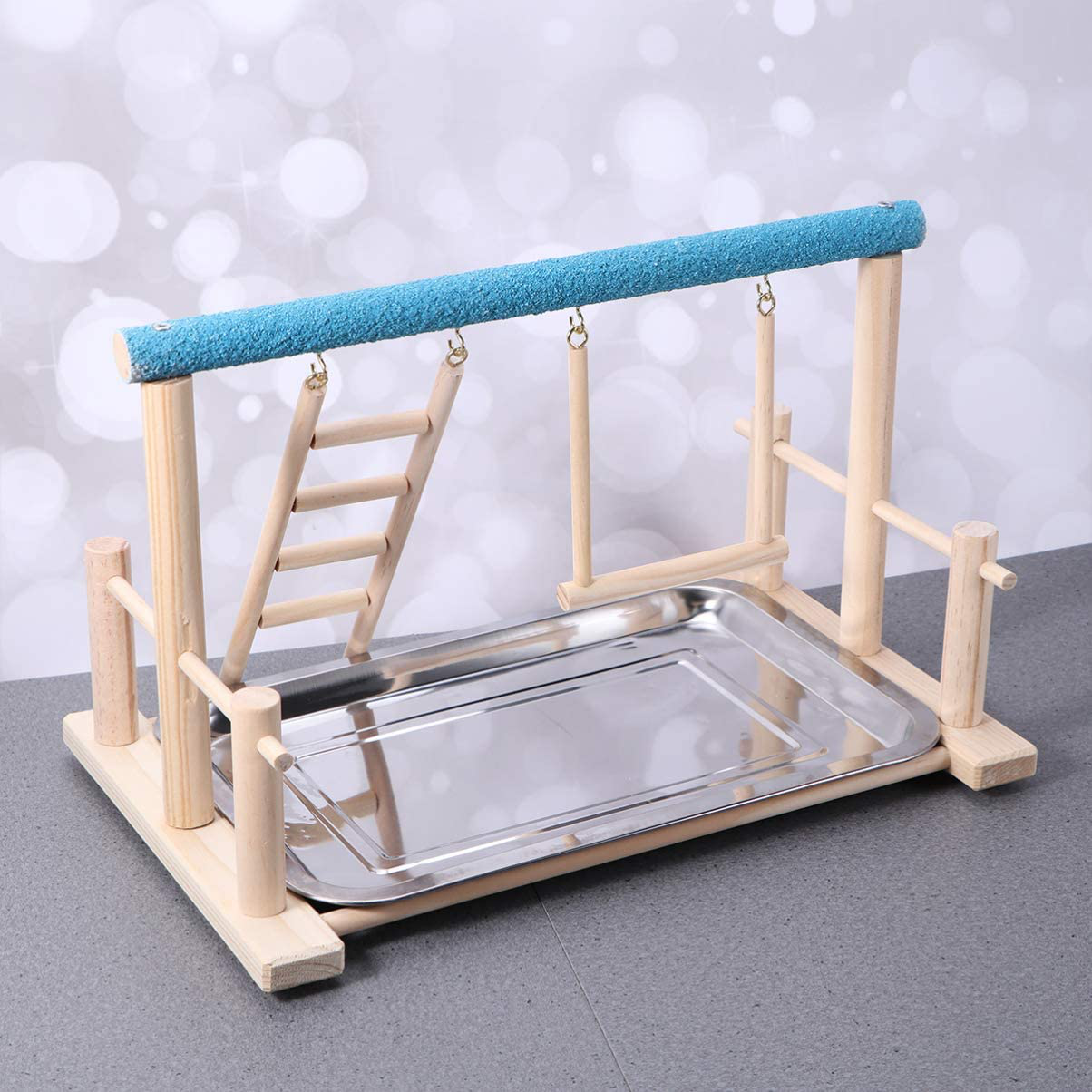 POPETPOP Bird Play Stand - Parrot Playground Wood Bird Playpen, Parrot Playstand Bird Playground Perch Gym Ladder with Toys Exercise Play Animals & Pet Supplies > Pet Supplies > Bird Supplies > Bird Gyms & Playstands POPETPOP   