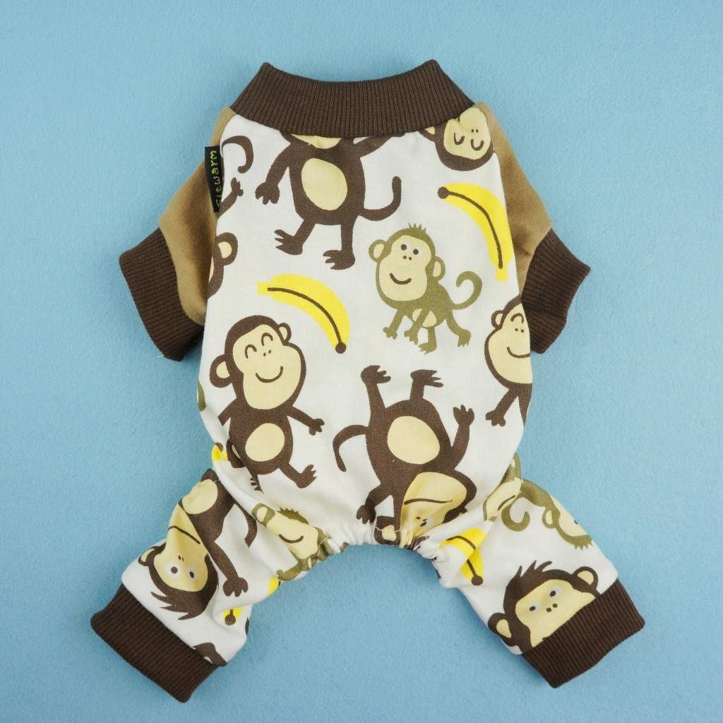 Fitwarm Soft Cotton Adorable Monkey Dog Pajamas Shirt Pet Clothes, Brown