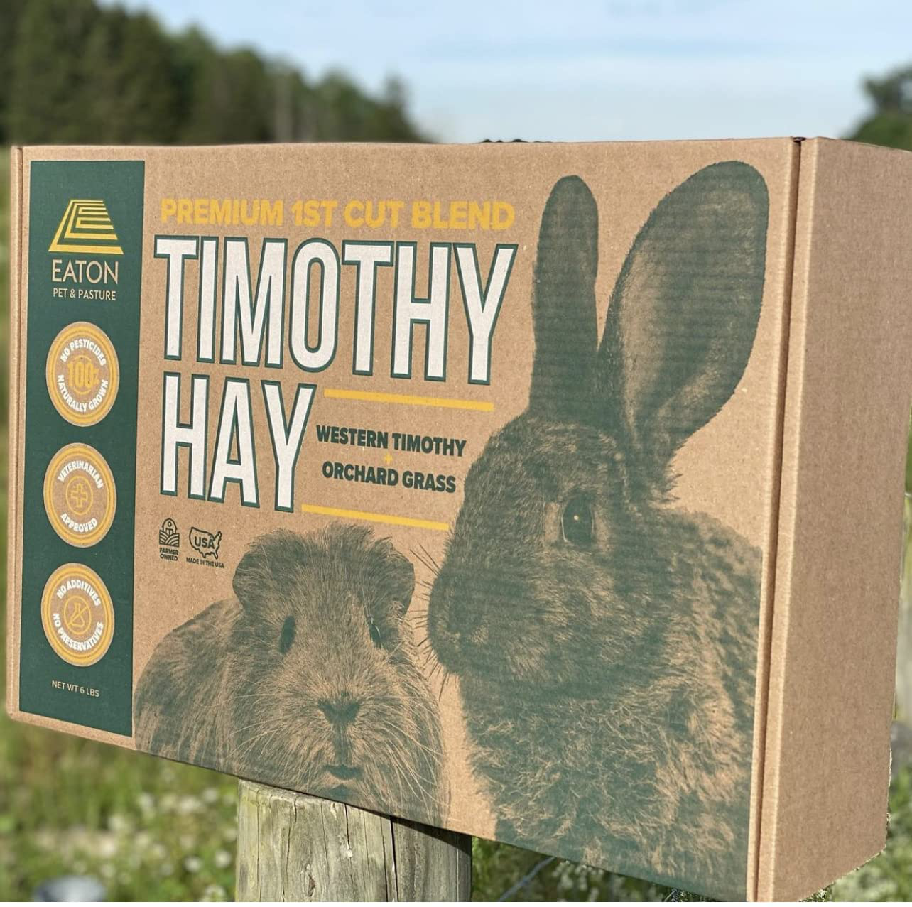 Eaton Pet and Pasture Naturally Grown, Premium, First Cut Blend, Western Timothy Hay Orchard Blend, Small Animal Food, Sustainable, Eco-Friendly, Farmer-Owned, 6Lb-Box. Animals & Pet Supplies > Pet Supplies > Small Animal Supplies > Small Animal Food Eaton Hemp   