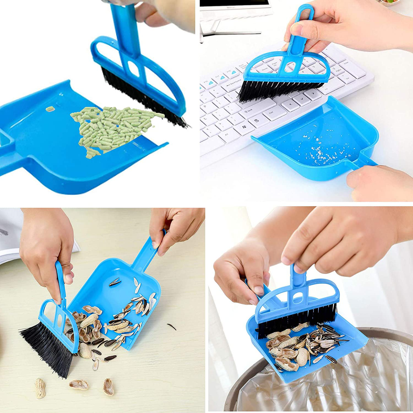 Hamiledyi Small Pet Cage Cleaner Set, Disposable Rabbit Cage Liner, Guinea Pig Playpen Mini Hand Broom Dustpan, Cleaning Brush Sand Scooper Floor for Rabbit Chinchilla Hedgehogs