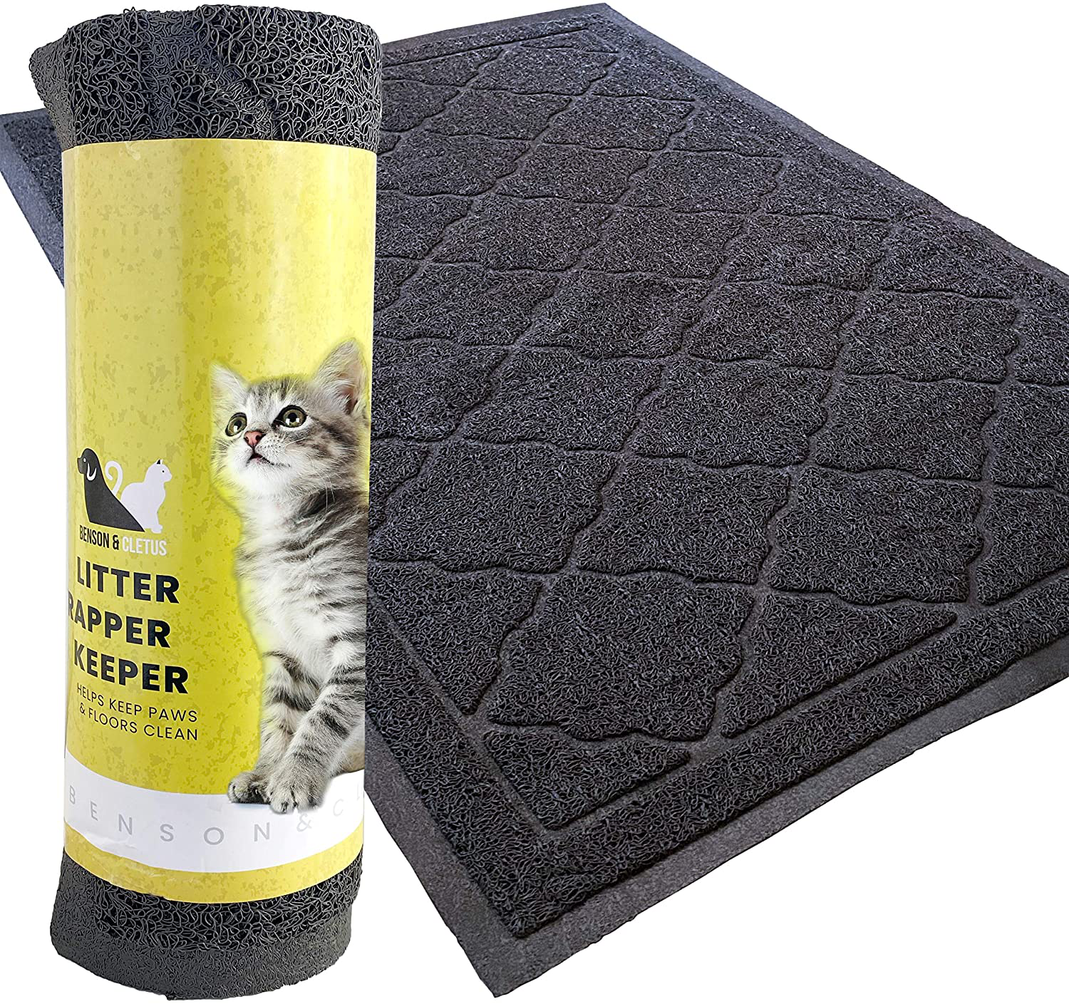 Benson & Cletus Rubber Mesh Cat Litter Mat, Grey Animals & Pet Supplies > Pet Supplies > Cat Supplies > Cat Litter Box Mats Benson & Cletus Large (35"x23")  