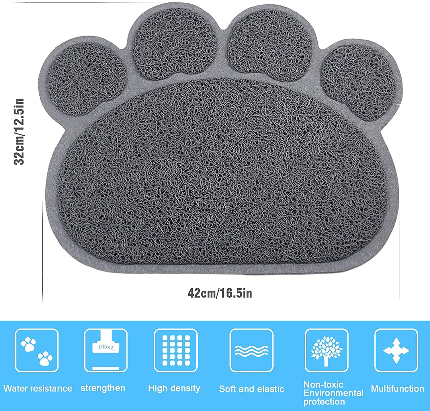 LYCEBELL Cat Litter Mat, Pet Dog Kitty Litter Trapping Mat, Paw Shape Dish Bowl Food Water Placemat, Litter Lock Mesh, Easy to Clean (Gray) - 2 Pack Animals & Pet Supplies > Pet Supplies > Cat Supplies > Cat Litter Box Mats LYCEBELL   