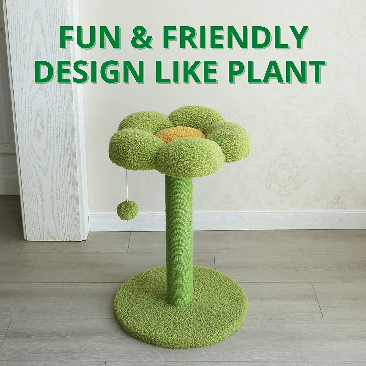 Petnpurr Cat Flower Scratching Post, Perch and Activity Tree with Teaser Ball Toy – Designed to Protect Your Home Furniture with Natural Sisal Scratcher Animals & Pet Supplies > Pet Supplies > Cat Supplies > Cat Furniture PetnPurr   