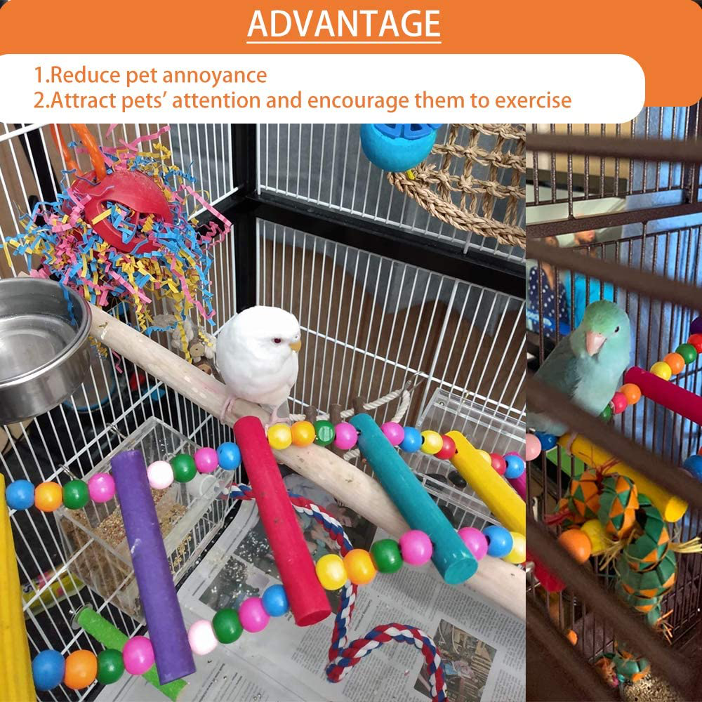 Tylu Parrot Toys Bird Ladder Parakeet Ladder Bird Swing Bridge Toy Pet Trainning Cage Ladders Bird Perch Suitable for Lovebirds Conures Macaws Lovebirds Finches Animals & Pet Supplies > Pet Supplies > Bird Supplies > Bird Ladders & Perches Tylu   