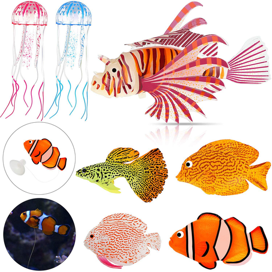 Weewooday 7 Pieces Artificial Glowing Fish 5 Styles Colorful Fake Fish Glowing Effect Aquarium Decor Floating Ornament Simulation Jellyfish for Fish Tank Decoration Animals & Pet Supplies > Pet Supplies > Fish Supplies > Aquarium Decor Weewooday   
