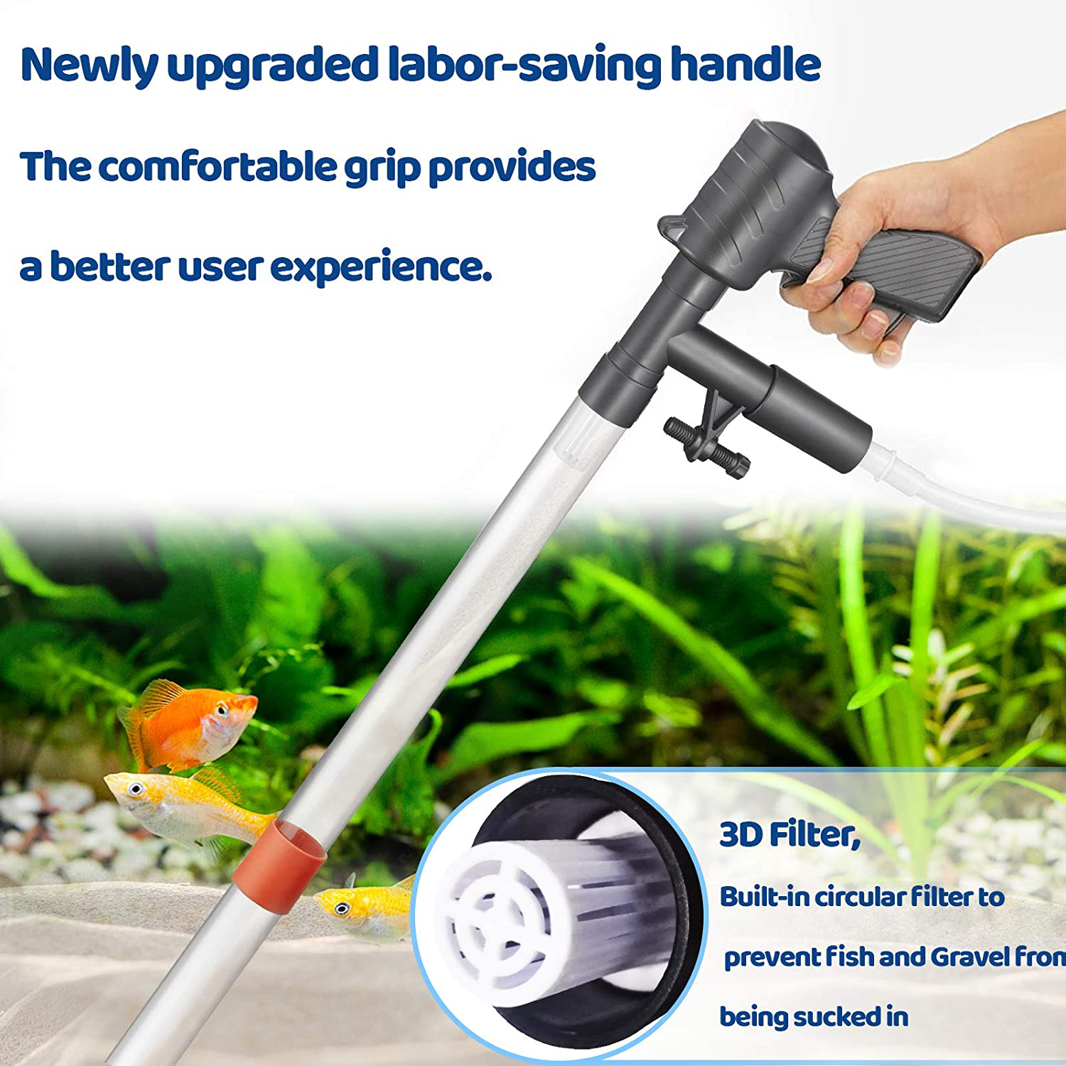STARROAD-TIM Fish Tank Gravel Cleaner Newly Upgraded Fish Tank Water Changer with Air Pressure Button Long Nozzle Water Flow Controller for Fish Tank Cleaning Gravel and Sand Animals & Pet Supplies > Pet Supplies > Fish Supplies > Aquarium Cleaning Supplies STARROAD-TIM   