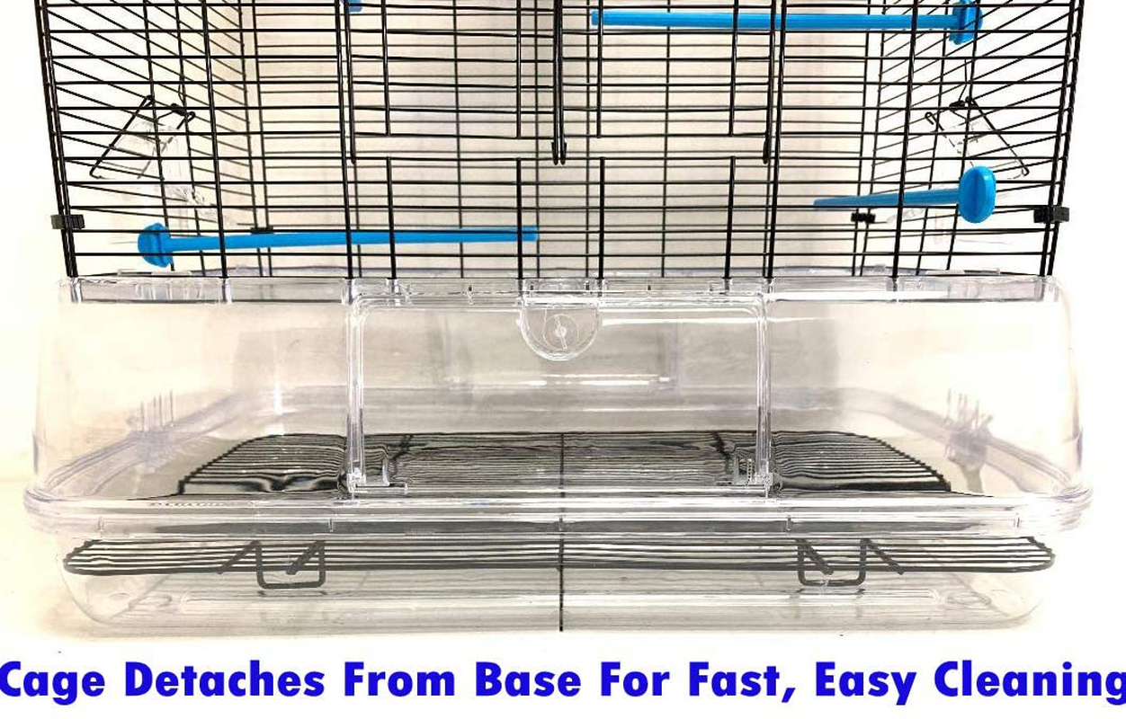 Mcage Large Flight Bird Cage for Cockatiel Canary Finch Budgies Aviary Parakeet with Easy Clean No Mess Detachable Clear Transparent Base Animals & Pet Supplies > Pet Supplies > Bird Supplies > Bird Cages & Stands Mcage   