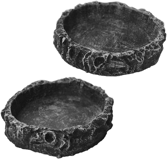 Operseven 2 Pack Reptile Food Bowl Water Bowl Imitating Natural Rock， Breadworm Feeding for Leopard Gecko Lizard Spider Scorpion Chameleon Animals & Pet Supplies > Pet Supplies > Reptile & Amphibian Supplies > Reptile & Amphibian Substrates OperSeven   