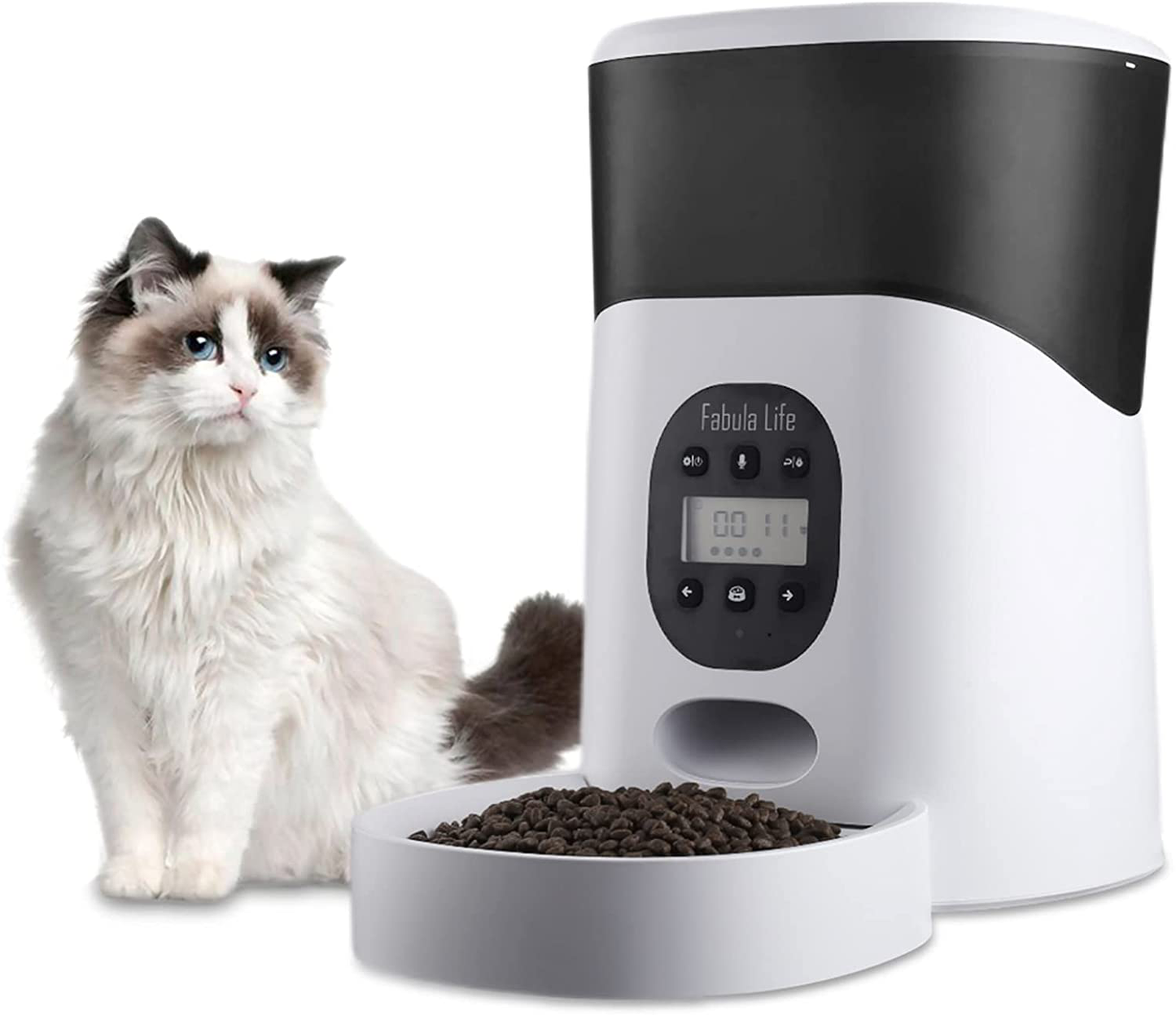 Fabula Life Automatic Cat Feeder, 5L Pet Dry Food Dispenser with Buckle Lock Lid, Programmable Control 1-6 Meals per Day Clog-Free Design Timed Pet Feeder, Dual Power Supply and 10S Voice Recorder Animals & Pet Supplies > Pet Supplies > Dog Supplies > Dog Houses Fabula Life Black  
