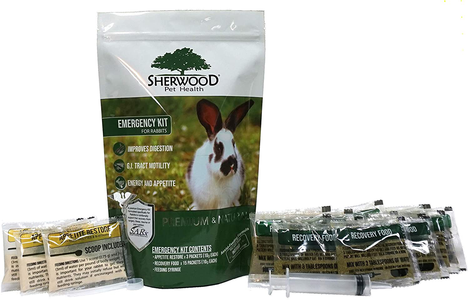 Pet Rabbit Emergency Kit with Timothy Recovery Food Animals & Pet Supplies > Pet Supplies > Small Animal Supplies > Small Animal Food Sherwood Pet Health 18 Count (Pack of 1)  