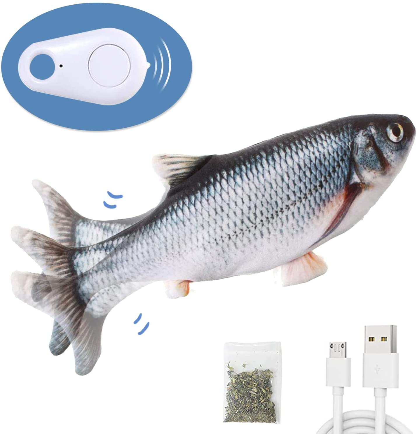 Potaroma Floppy Fish Toy with Remote Upgraded for 2022, Realistic Moving Flopping Fish, Cat Kicker Wiggle Fish Catnip Toys, Motion Kitten Toy, Interactive Cat Toys for Cat Exercise Animals & Pet Supplies > Pet Supplies > Bird Supplies > Bird Treats Potaroma Grey Carp  