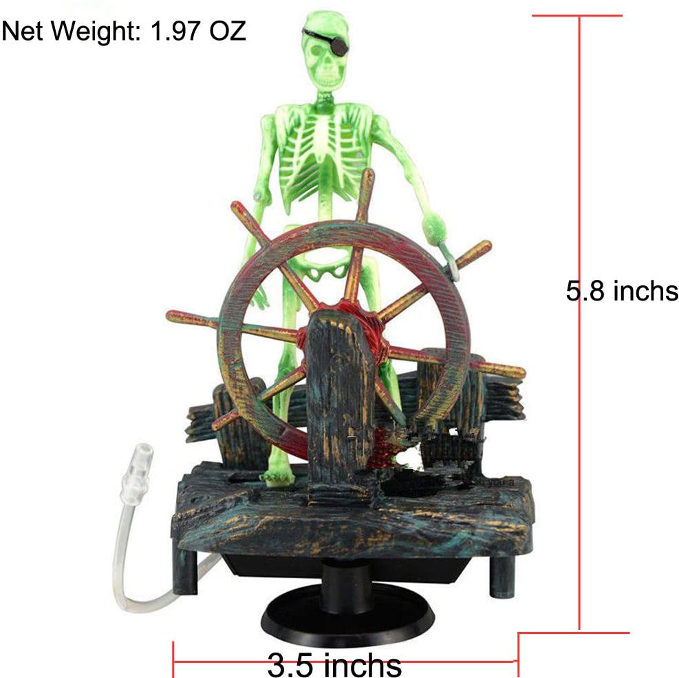 Bestgle Aquarium Decor Ornament Air-Driven Active Skeleton Pirate Captain for Fish Tank Decoration Animals & Pet Supplies > Pet Supplies > Fish Supplies > Aquarium Decor Bestgle   