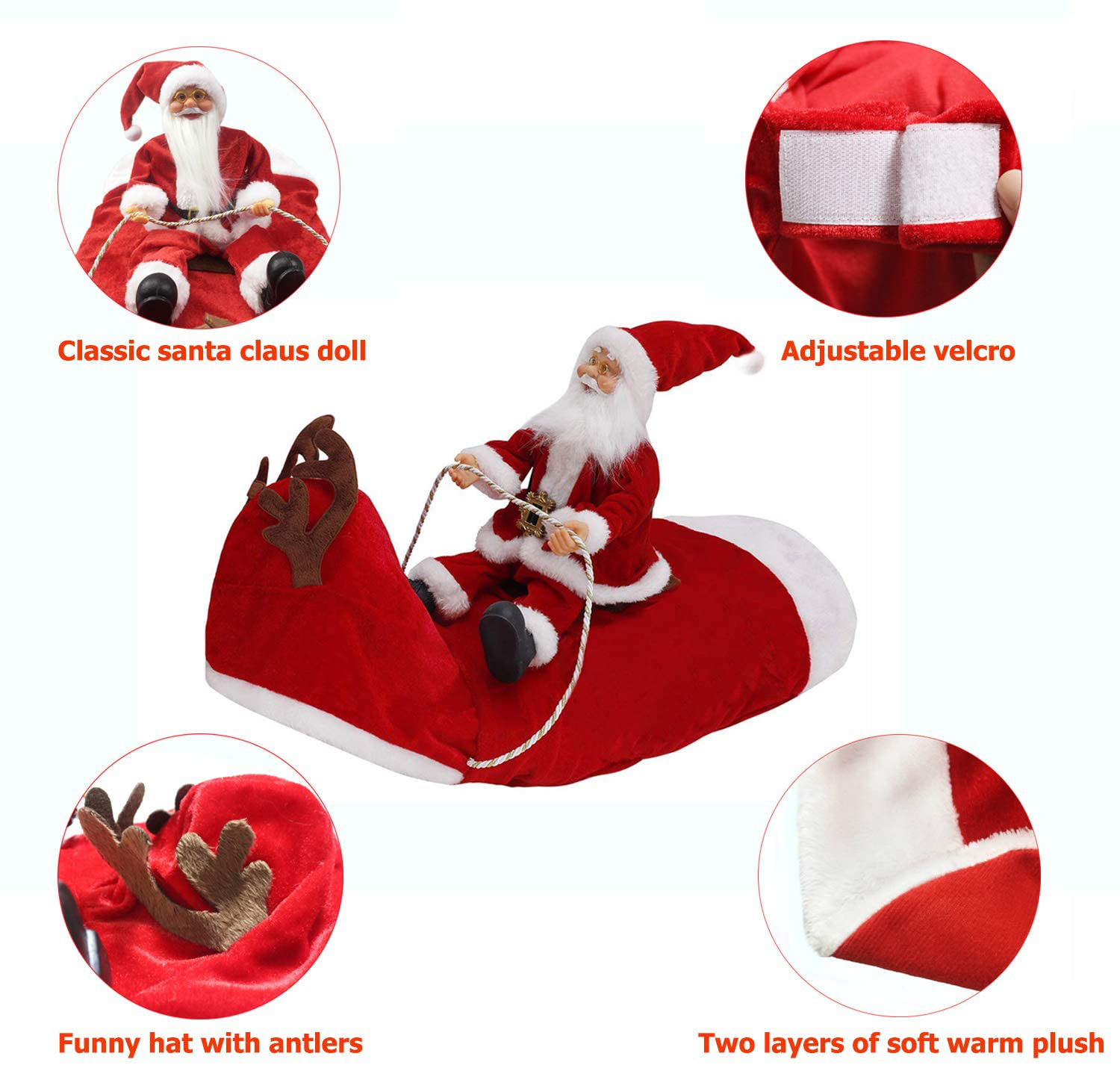 BWOGUE Santa Dog Costume Christmas Pet Clothes Santa Claus Riding Pet Cosplay Costumes Party Dressing up Dogs Cats Outfit for Small Medium Large Dogs Cats