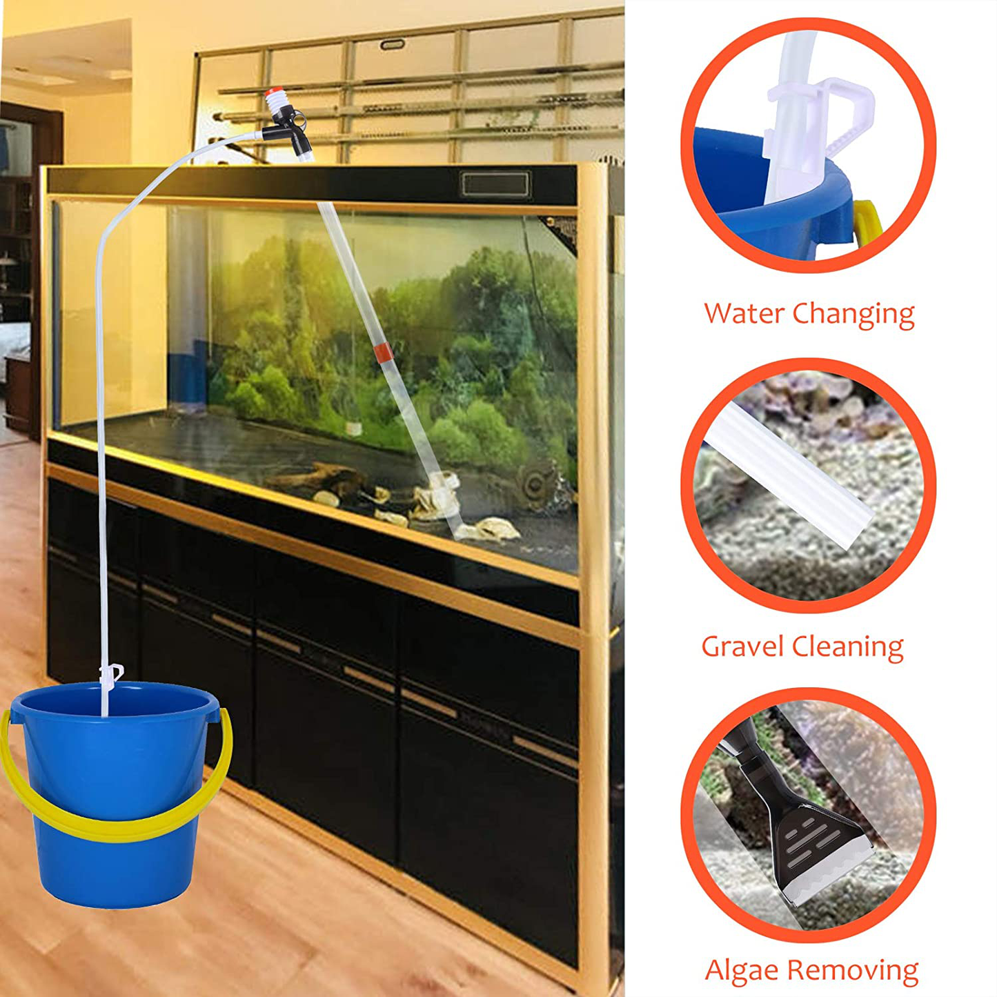 Aquamiracle Aquarium Gravel Cleaner, Fish Tank Siphon Cleaner, Long Nozzle Quick Water Changer for Water Changing and Filter Gravel Cleaning with Adjustable Water Flow Controller Animals & Pet Supplies > Pet Supplies > Fish Supplies > Aquarium Cleaning Supplies AquaMiracle   