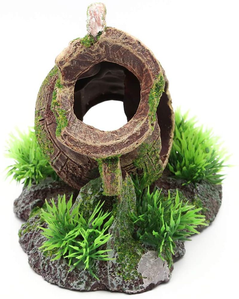 AQUA KT Aquarium Landscaping Leaning Vase Rock Decoration Cichlid Cave Barrel Fish Tank Decor Animals & Pet Supplies > Pet Supplies > Fish Supplies > Aquarium Decor AQUA KT   