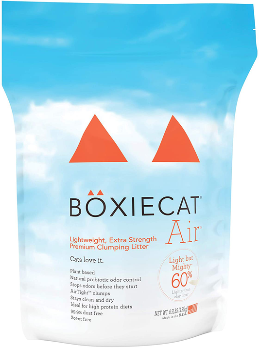 Boxiecat Air Lightweight, Extra Strength Premium Hard Clumping Cat Litter - Plant-Based Formula - Scent Free Multicat - Ultra Clean Litter Box, Probiotic Powered Odor Control, 99.9% Dust Free Animals & Pet Supplies > Pet Supplies > Cat Supplies > Cat Litter Boxiecat   