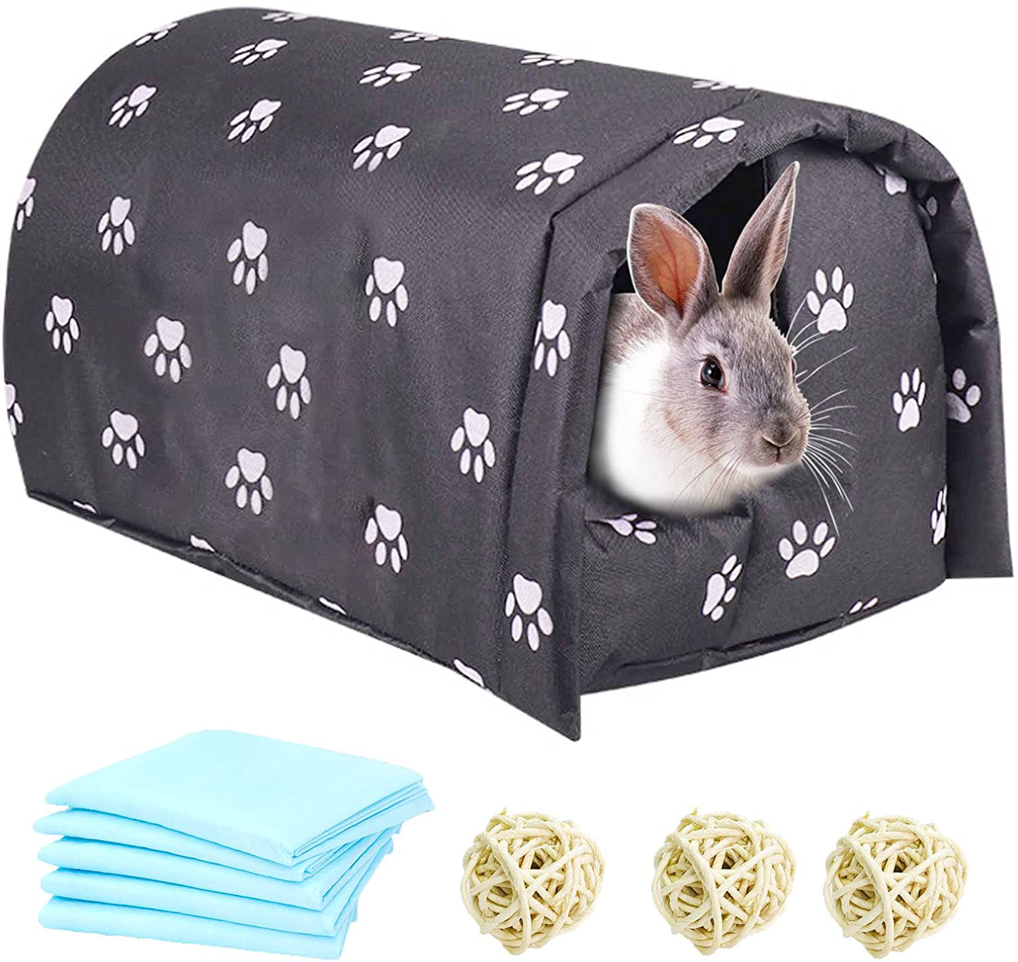 Bunny Cave Bed Small Animal Warm Nest Habitats Guinea Pig Hideouts Cage Accessorie for Hamster Rat Mice Chinchilla Flying Squirrel Animals & Pet Supplies > Pet Supplies > Small Animal Supplies > Small Animal Habitat Accessories Hamiledyi black  