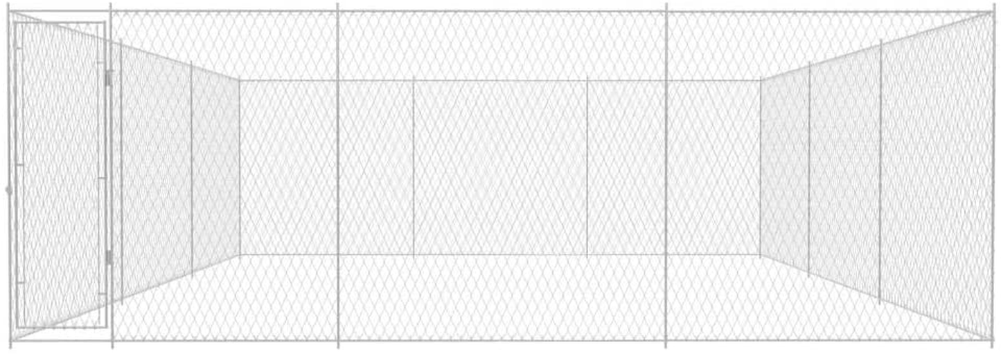 Vidaxl Outdoor Dog Kennel Dog House Dog Cage with 4 Anchors Hot-Dip Chain Link Fence Lockable Sturdy Galvanised Steel 31.2'X18.7'X6.1'