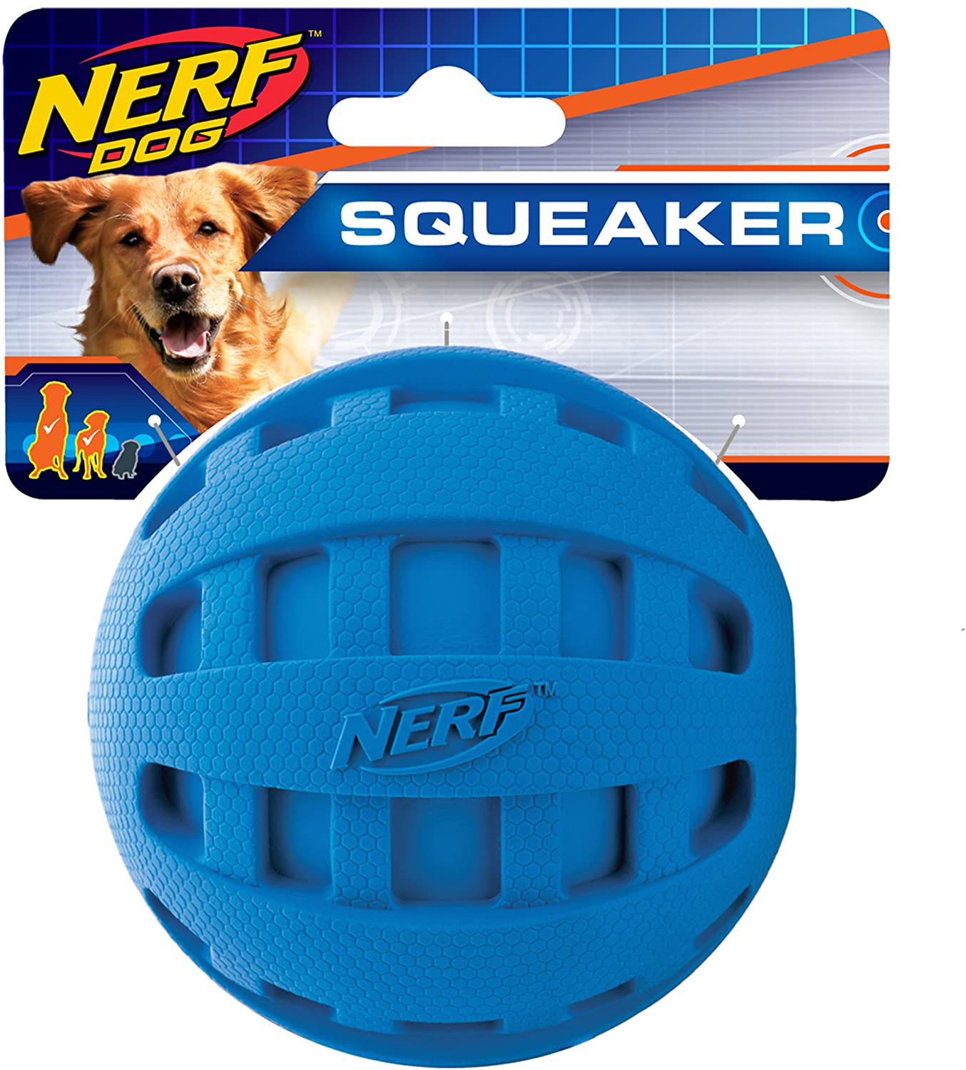 Nerf Dog Checker Ball Dog Toys, Lightweight, Durable and Water Resistant, Non-Toxic, Bpa-Free, Assorted Sizes and Colors Animals & Pet Supplies > Pet Supplies > Dog Supplies > Dog Toys Nerf Dog Checker Squeak 4 Inch Blue 