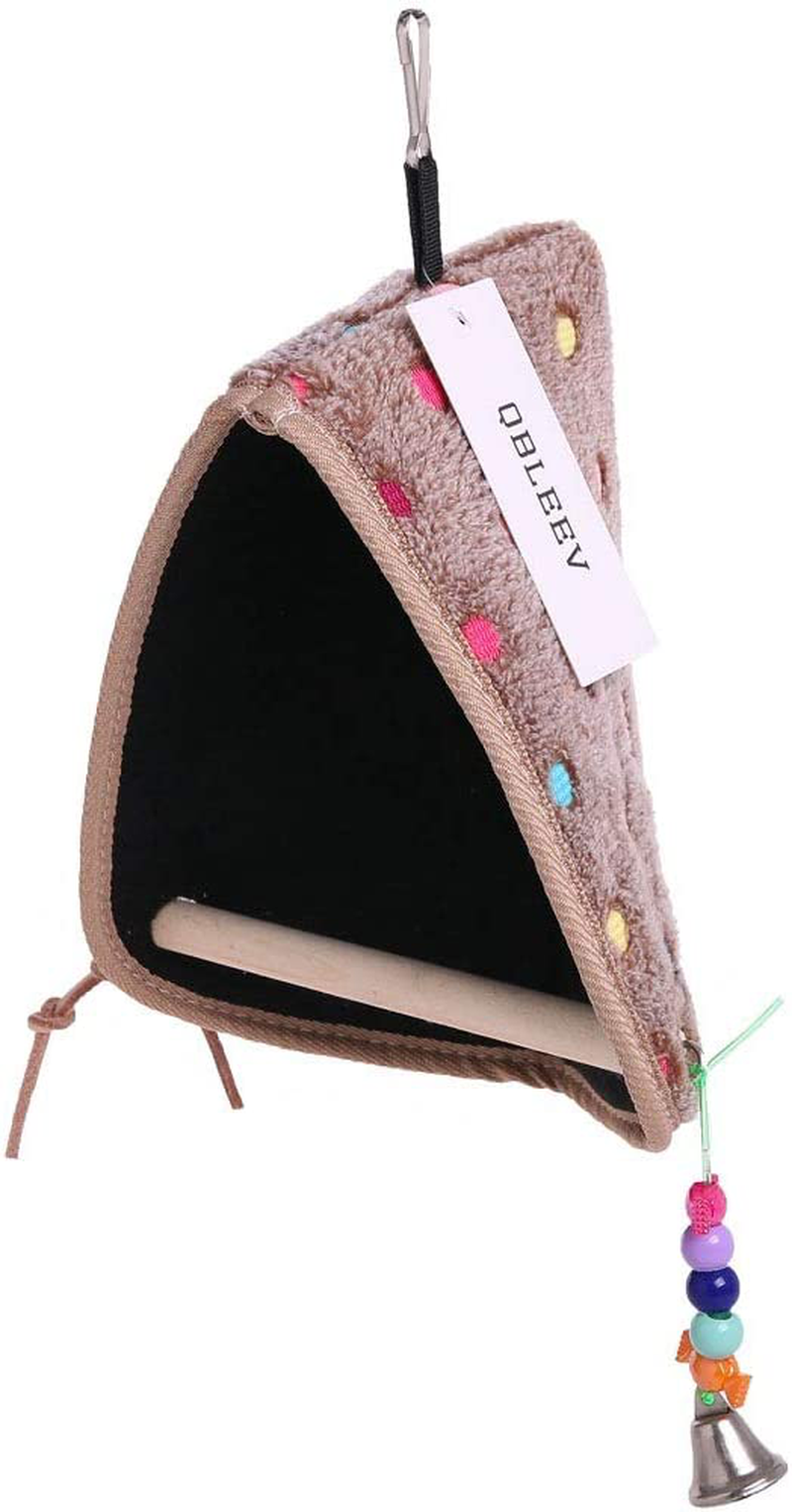 QBLEEV Bird Winter Plush Hut Tent Nest Stand Parrot Bed Sleep Parakeet Cage Cave Cockatiel Birdcage Hanging Decor Perch Ladder Habitat Winter Warm Birdhouse for Small Animals Conure Cockatoo Finch Animals & Pet Supplies > Pet Supplies > Bird Supplies > Bird Ladders & Perches QBLEEV   