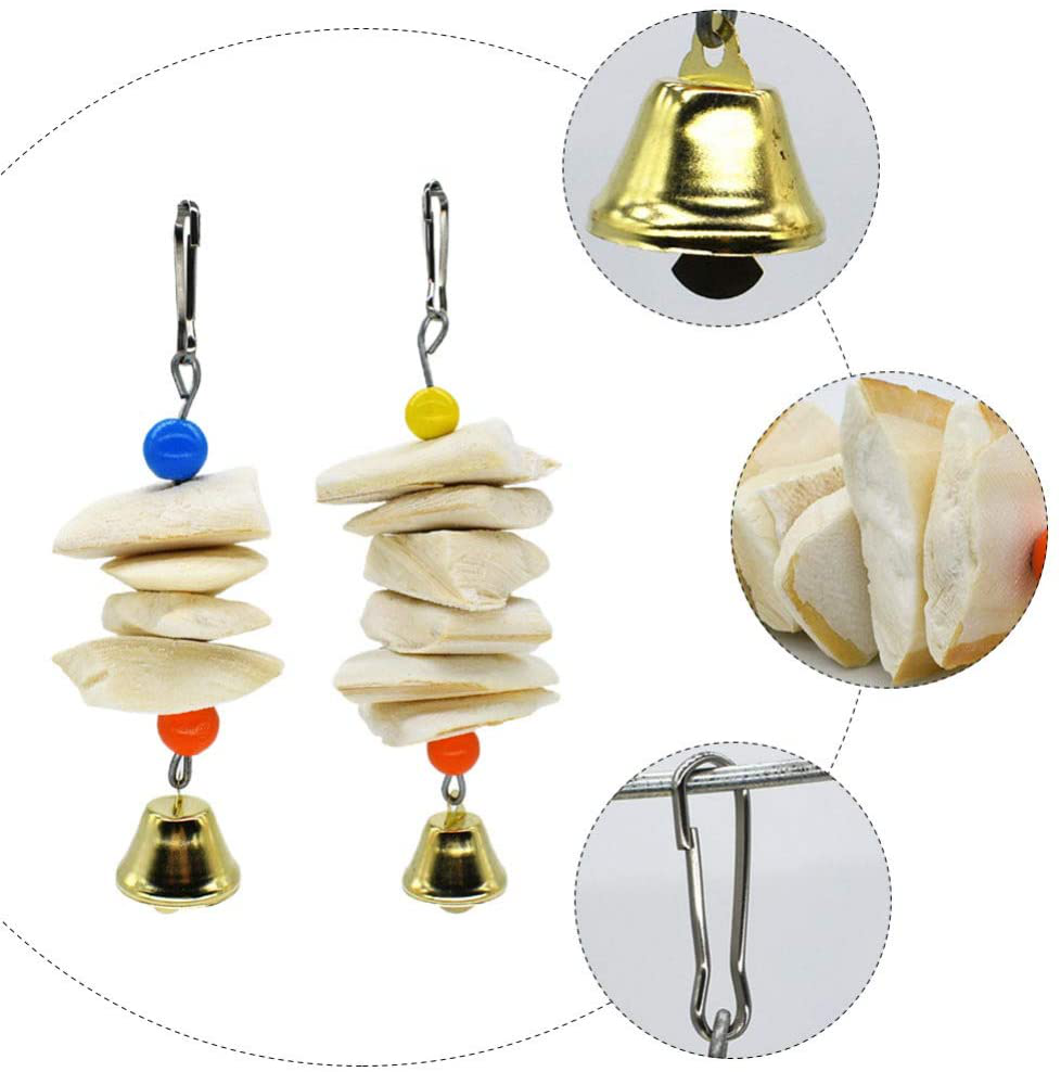 TEHAUX Cuttlebone Toys for Birds- 2 Pack Parrot Toys Chewing Bird Toy Cuttlebone Beak Grinding Cage Hanging Bell Toys for African Greys Amazon Conure Eclectus Budgies Parakeet Cockatiel, 2 Pack Animals & Pet Supplies > Pet Supplies > Bird Supplies > Bird Toys TEHAUX   