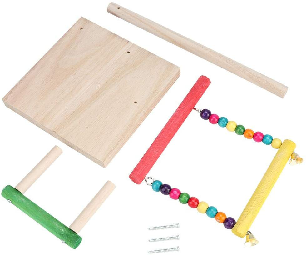 TOPINCN Playstand, Wooden Bird Play Stand Cockatiel Playground Wood Perch Gym Bird Swing Toys Exercise Playgym Animals & Pet Supplies > Pet Supplies > Bird Supplies > Bird Gyms & Playstands TOPINCN   